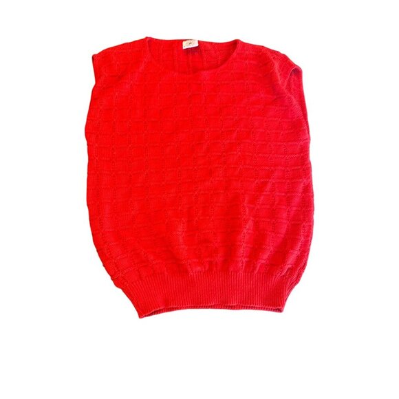 Vintage Red Sweater Tank Top Knit Pattern - Picture 1 of 4